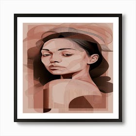 Abstract Portrait Of A Woman Earth Tone Art Print