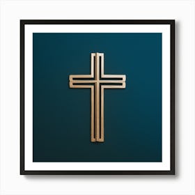 Cross On Blue Background Art Print