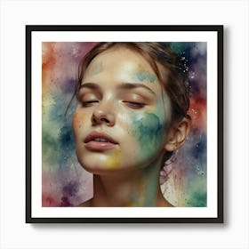 Watercolor Portrait Of A Young Woman Art Print