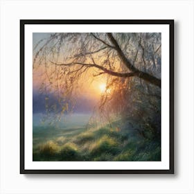 Morning Serenity An Enchanting Impressionist Sunrise (4) Art Print