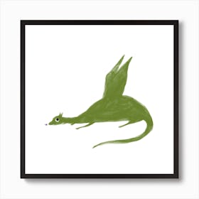 Green Dragon Square Art Print