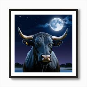 A Majestic Black Bull Wall Art Decoration Art Print