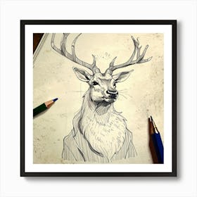 Deer Head 10 Art Print