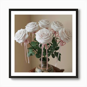 A 3d Render Of A Bouquet Of White Roses Each Rose Mcnmme Xrzgq7paeuzopyq Cuymlfhiroanis3df99qmg Art Print