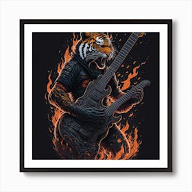 Tiger In Flames Art Print