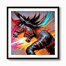 Horse In Flames Art Print