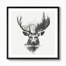 Deer Head Canvas Art Art Print