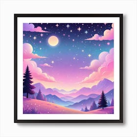 Sky With Twinkling Stars In Pastel Colors Square Composition 282 Art Print