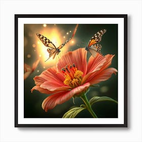 Butterfly On A Flower Art Print