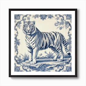 Tiger Delft Tile Illustration 1 Art Print
