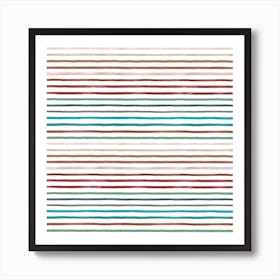Marker Stripes Colorful Red Blue Square Art Print
