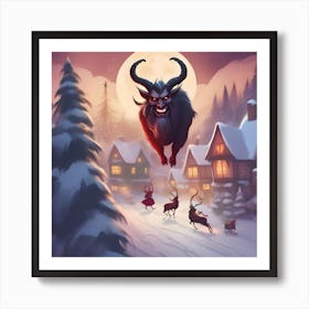 Santa'S Reindeer Art Print