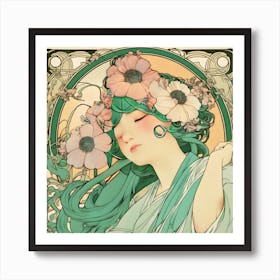 Portrait With Anemones Art Print