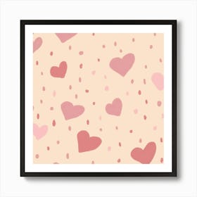 Cute pink hearts Art Print