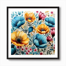 Watercolor Of Flowers Art Print