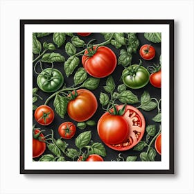 Seamless Pattern With Tomatoes 1 Art Print