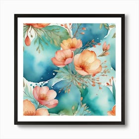 Watercolor Floral Pattern 5 Art Print