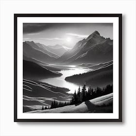 Black And White Landscape Painting Art Print