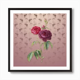 Vintage Purple Roses Botanical on Dusty Pink Pattern n.1383 Art Print