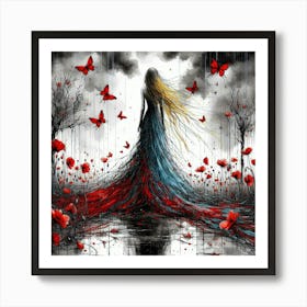 Girl In The Rain 4 Art Print