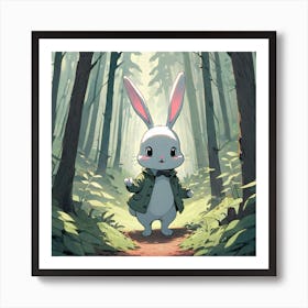 Cute Bunny In The Woods Art Print