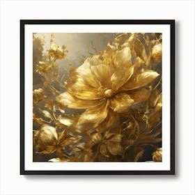 Gold Flowers Art Print