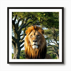 Lion In The Savannah Art Print