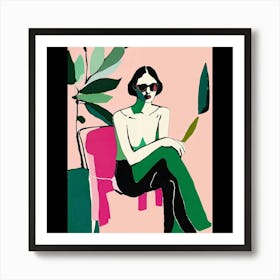 Woman Sitting On A Chair Art Print