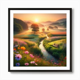 Sunrise In The Meadow Art Print