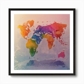 Watercolor World Map Art Print