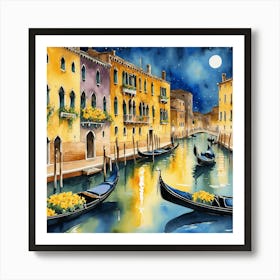 Venetian enchantment at night Art Print