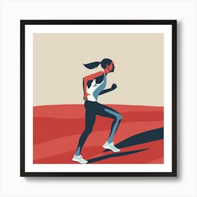 Illustration Of A Woman Running Art Print