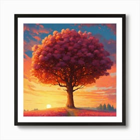 Sunset Tree Art Print