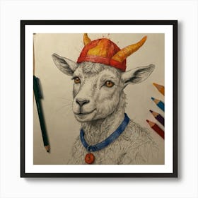 Goat With A Hat Art Print