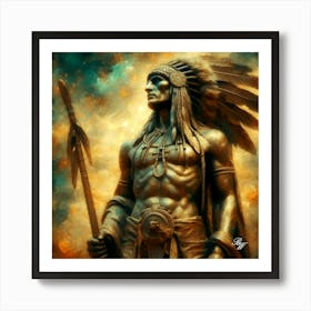 Bronze Native American Abstract Statue Copy Art Print