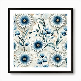 Blue Daisies Art Print