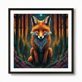 Fox In The Forest 34 Art Print