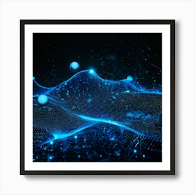 Abstract Digital Painting Of A Three Dimensional Geometric Network Circles And Triangles Interconne Art Print