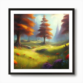 Magnificent forest meadows oil painting abstract painting art 9 Art Print