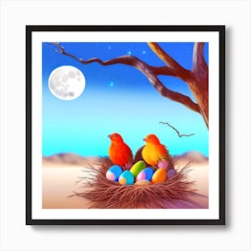 Easter Birds In The Nest 2 Art Print