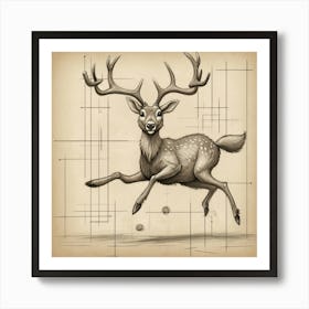 Deer Jumping 1 Art Print