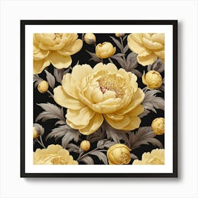 Aesthetic style, Large yellow Peony flower Art Print