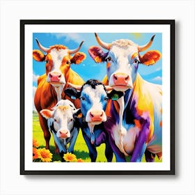 Cows In A Field Art Print