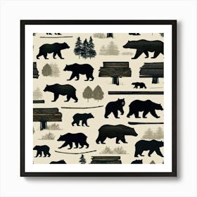 Black Bears 1 Art Print