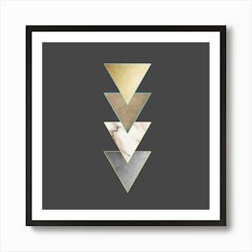 Gold And Silver Triangles - Geometric Pattern Art Print