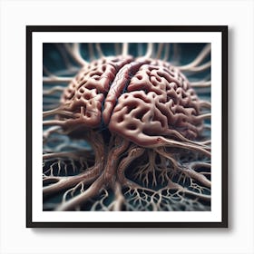 Human Brain With Roots Art Print