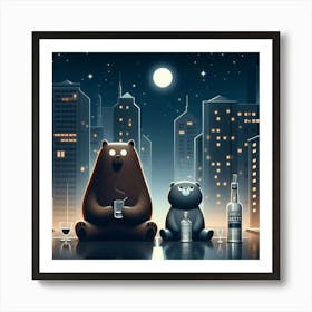 Bears In The City Art Print