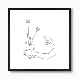 My Flowers Square Line Art Print