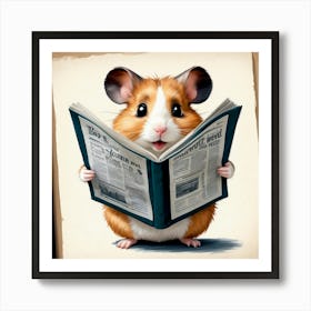Hamster Reading Newspaper 7 Art Print