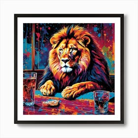 Lion At The Bar 2 Art Print